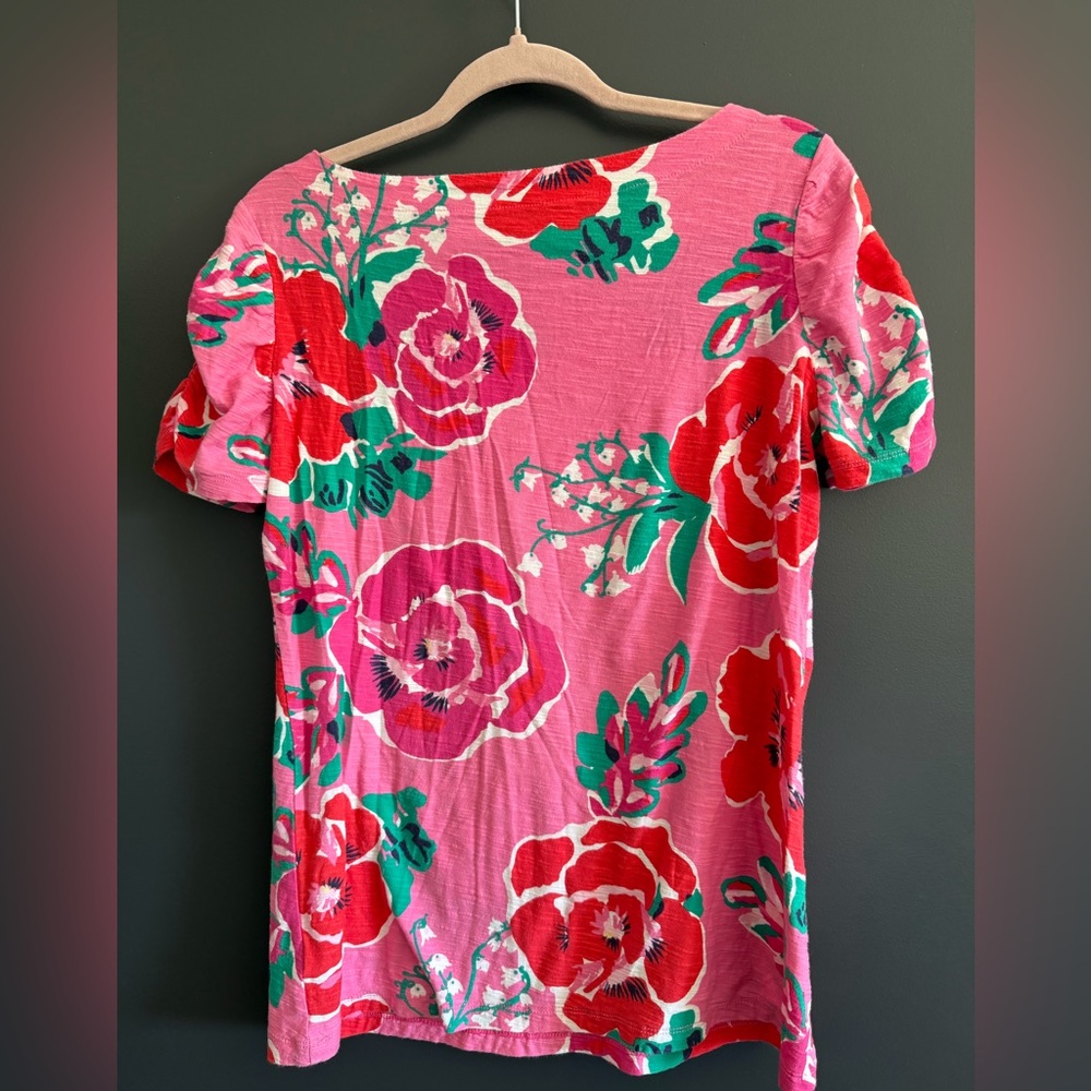 Lilly Pulitzer Floral Puff Sleeve Tee Shirt - Picture 4 of 4